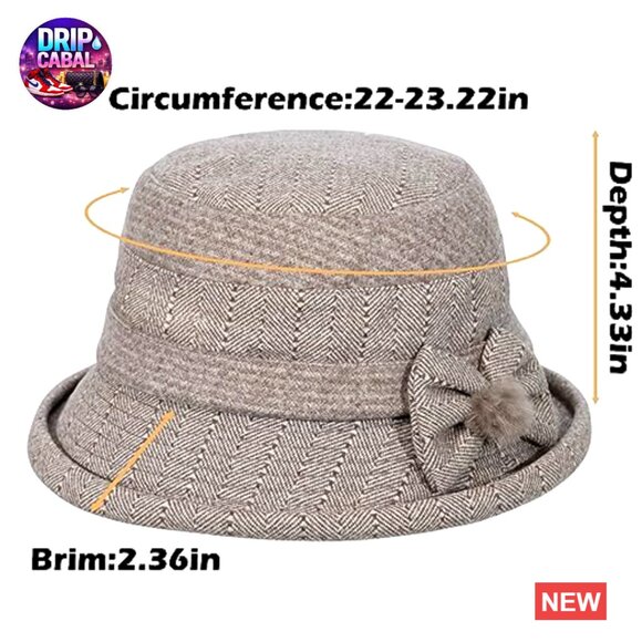 Wool Cotton Cloche Bucket Hat Vintage Winter Warm Ladies Fashion main image 6